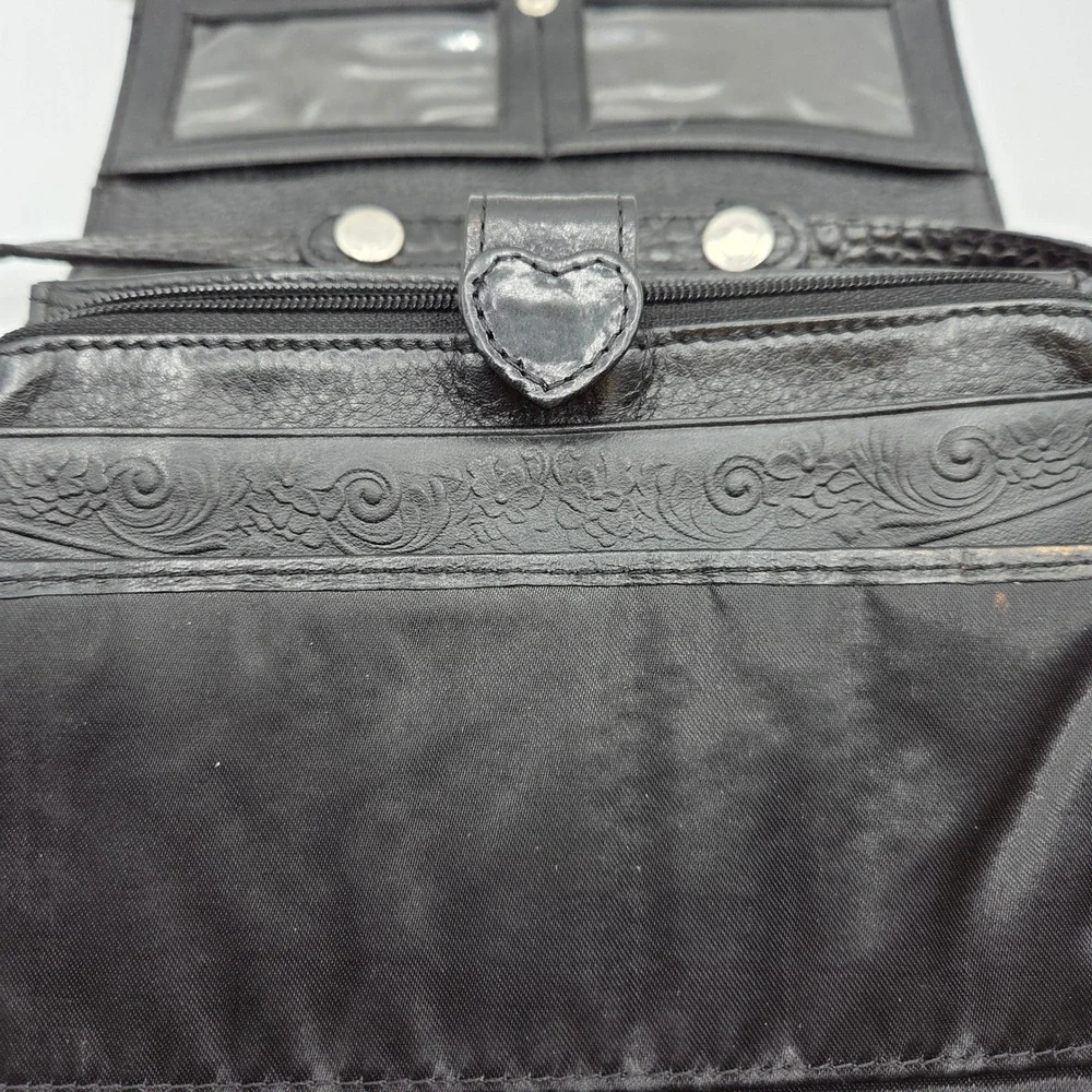 Brighton Vintage Leather Croc Embossed Wallet Style Crossbody Small Bag Boho Y2K